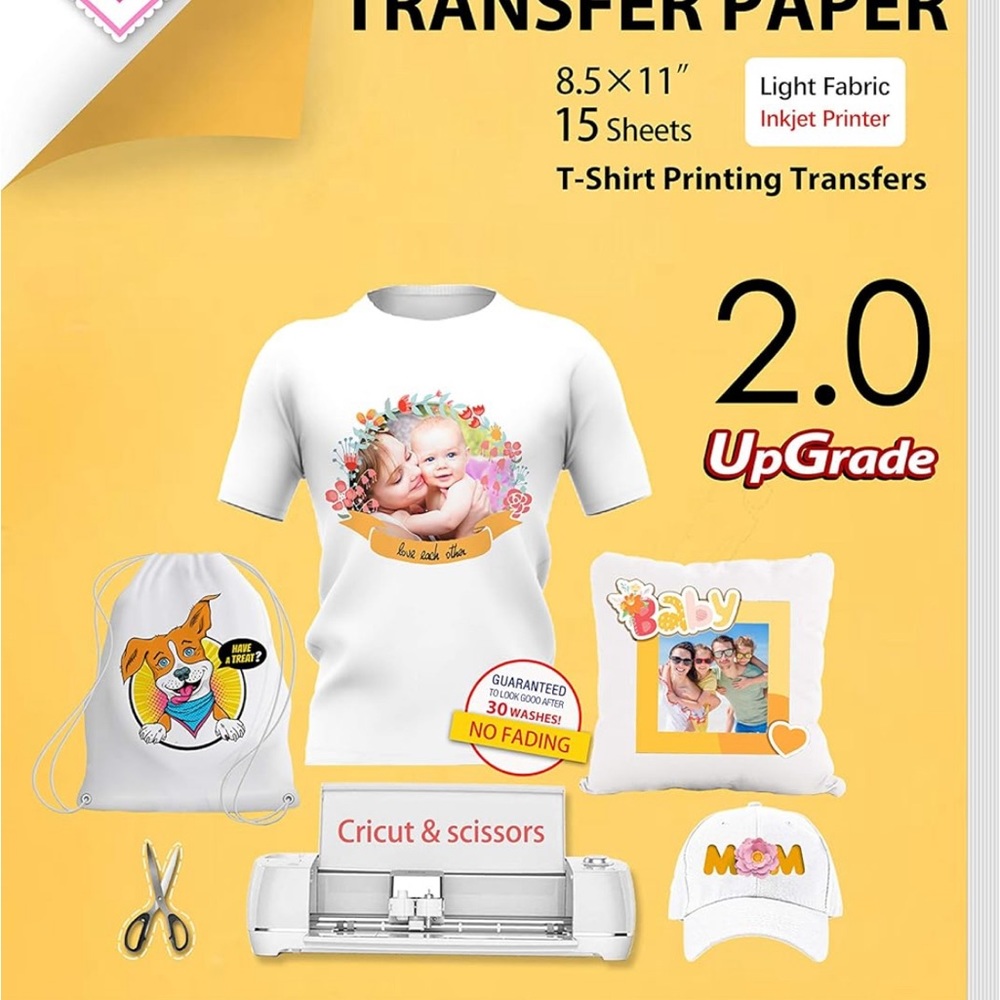 TransOurDream Upgraded Iron on Heat Transfer Paper for T Shirts 8.5x11'', 15